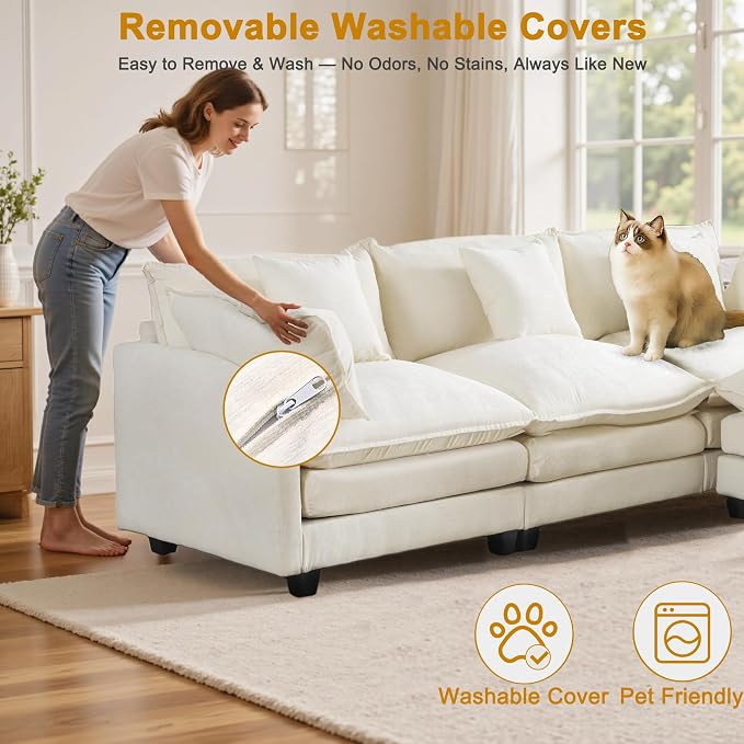 Cloud Chenille L-Shaped Sofa - Image 7