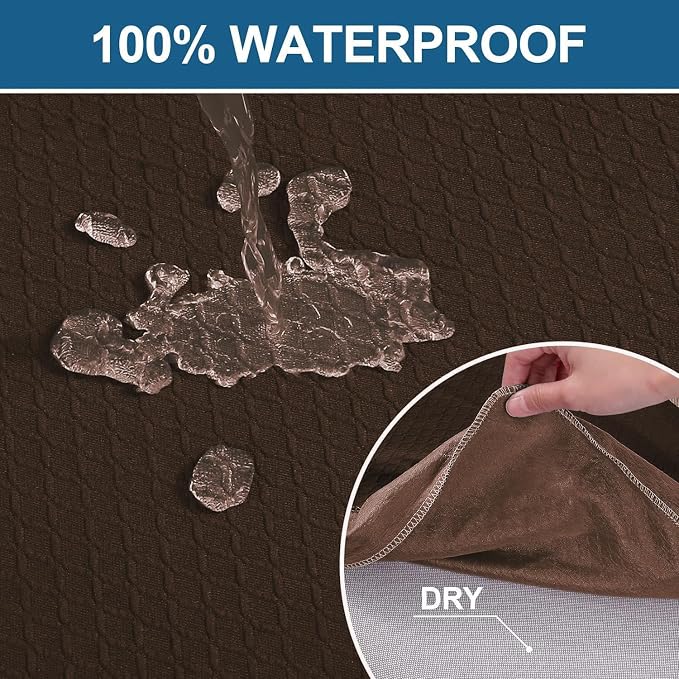 Smiry Waterproof Seat Covers for Dining Room Chairs Set of 8, Stretch Jacquard - Image 3