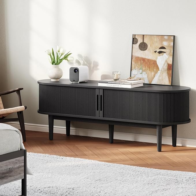 LINSY HOME 58" Fluted TV Stand for TVs up to 65 Inch, Mid Century Modern - Image 5