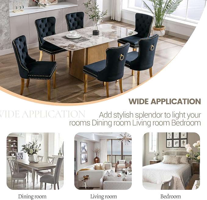 KCC Velvet Dining Chairs Set of 2, Upholstered High-end Tufted Dining Chair - Image 7
