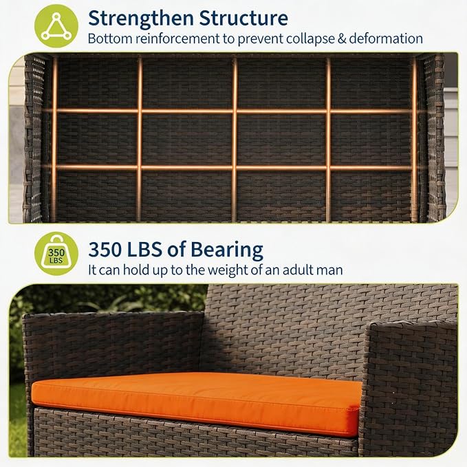 4-Piece Outdoor Furniture Set, PE Rattan Wicker Chairs - Image 5