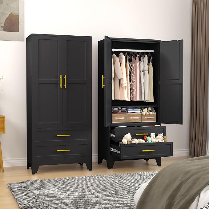 erosoei Metal Armoire Wardrobe Closet, 71 "Metal Clothing Storage Cabinet - Image 7