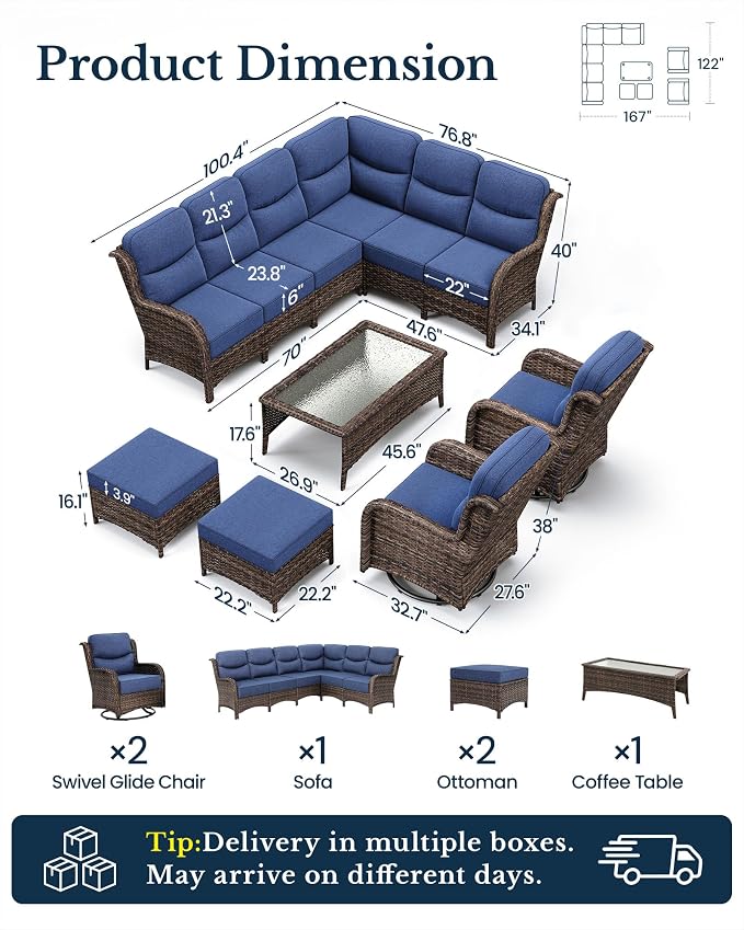 HILLGA Luxury High Back Patio Furniture Set - Image 4