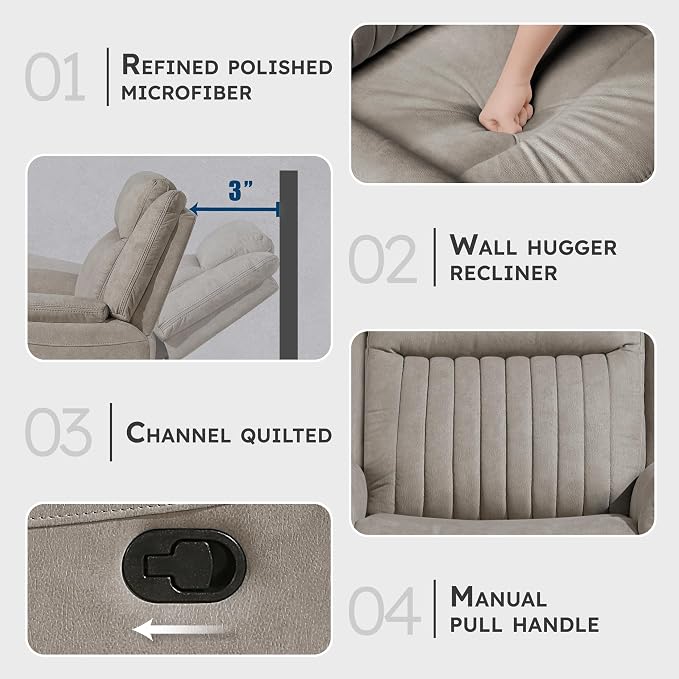 Lexicon Manual Double Reclining Sofa, Polished Microfiber Upholstered 3 Seater - Image 3