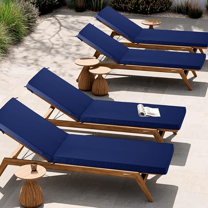 Outdoor Chaise Lounge Cushion Set of 2, Fadesafe Water-Repellent Lounge Deck - Image 8