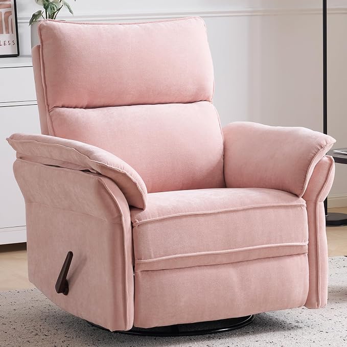 Oversized Recliner Chair, Chenille Glider Rocking Nursery Chair by Rhevoy