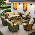 ovios 8 Pieces Patio Furniture Set, Outdoor Wicker Sofa Couch by OVIOS