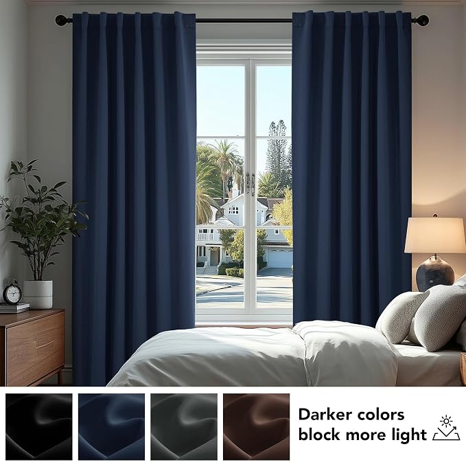 Deconovo Blackout Curtains, Thermal Insulated, W42 x L95 2 Panels, Back Tab - Image 4