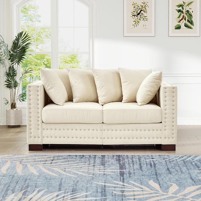 60.5"W Loveseat Sofa, Velvet Mid Century Modern Couch - Image 8