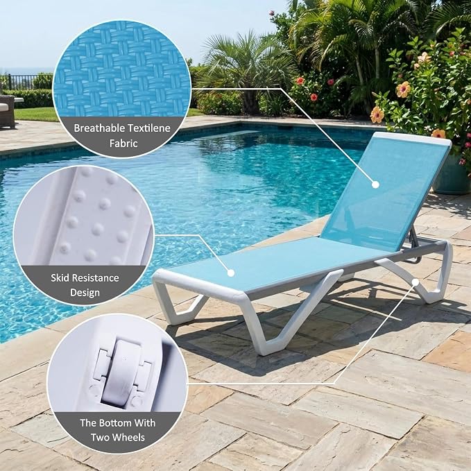 Kozyard Outdoor Chaise Lounge Chair, Fully Flat Adjustable Patio Lounger - Image 6