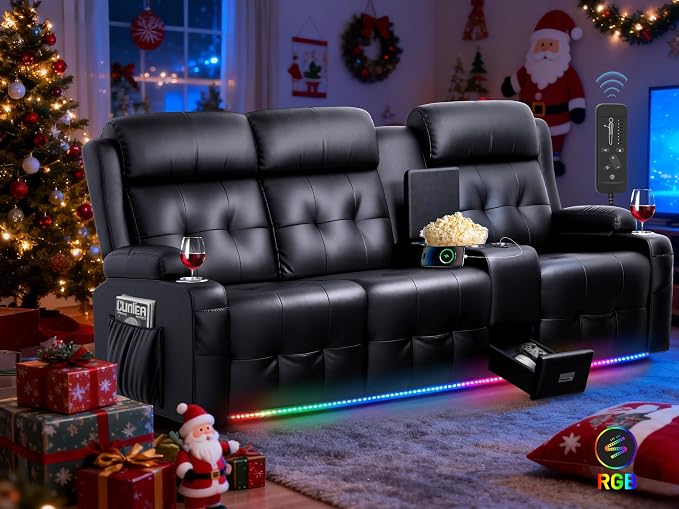 Loveseat Recliner Sofa, 3-Seater Home Theater Seating Massage Reclining Couch by TOMOSLTER