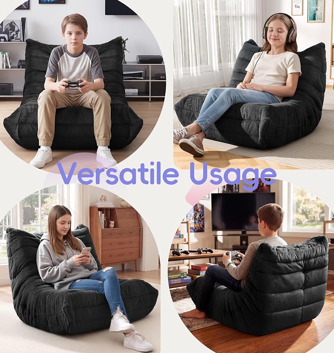 Hobestluk Bean Bag Chair with Memory Foam Ultra Soft Faux Fur Fabric Ergonomic - Image 5