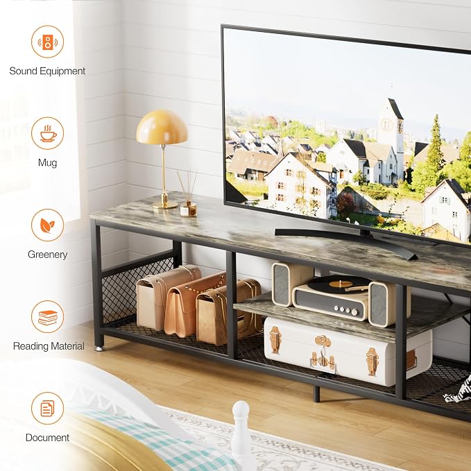 VECELO TV Stand with Power Outlets - Image 3