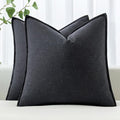 MIULEE Decorative Linen Pillow Covers 18x18 Inch Dark Gray ​Boho Farmhouse​ by MIULEE