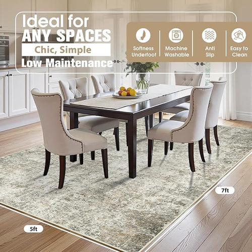 5x7 Area Rugs for Living Room Rug Washable: Abstract Rug for Dining Room - Image 2