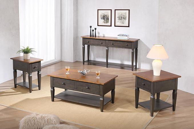 Sunset Trading Dakota 4PC Wood w Drawers, Storage Shelves, Distressed Brown and - Image 5