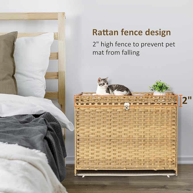 Cat Litter Box Enclosure with Soft Litter Mat; Hidden Cat Washroom Furniture - Image 3