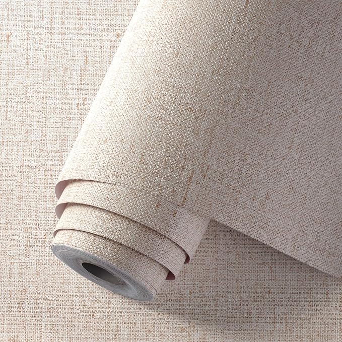 Beige Grasscloth Wallpaper Peel and Stick Textured Self Adhesive Linen Contact - Image 2