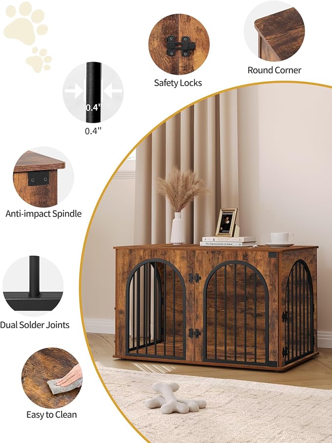 Hzuaneri 39.4" Wooden Dog Crate Furniture, Indoor Dog Kennel Dogs Cage - Image 7