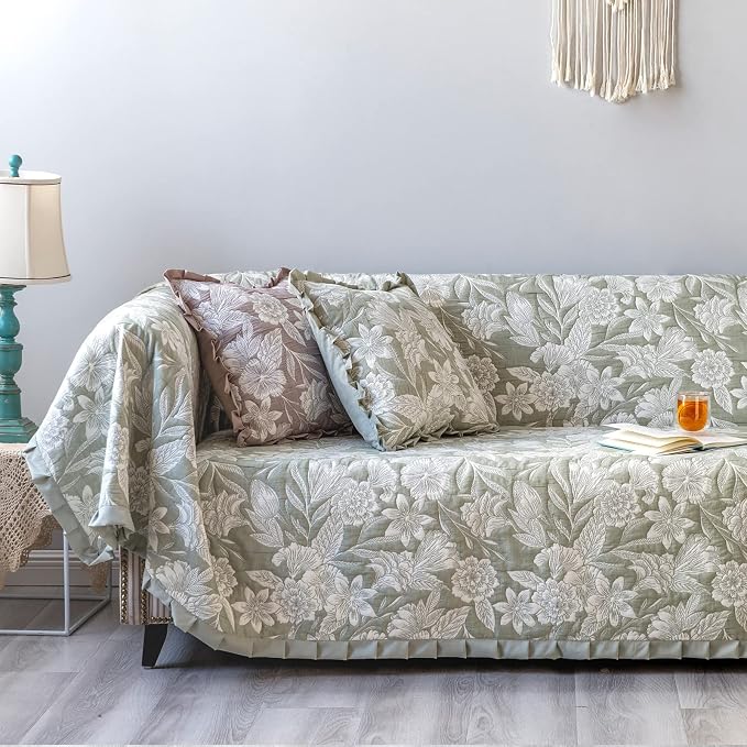 GLORY SEASON Sofa Cover Luxury Jacquard Stylish Embroidery Ruffle, Vintage Sofa - Image 8