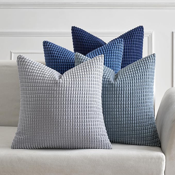 MIULEE Blue Decorative Pillow Covers 18x18 Inch Set of 4 Boho Western Farmhouse by MIULEE