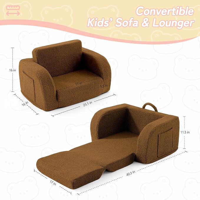 Toddler Couch, 2-in-1 Toddler Chairs Comfy 1-3 Years Old, Toddler Chair - Image 3