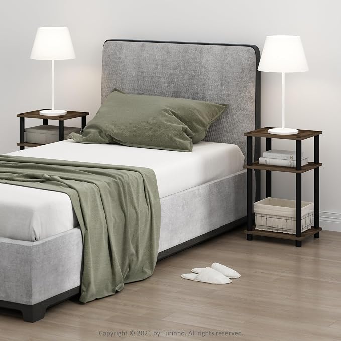 Furinno JUST Night Stand Set of 2, 3-Tier Turn-N-Tube Nightstand, Toolless - Image 2