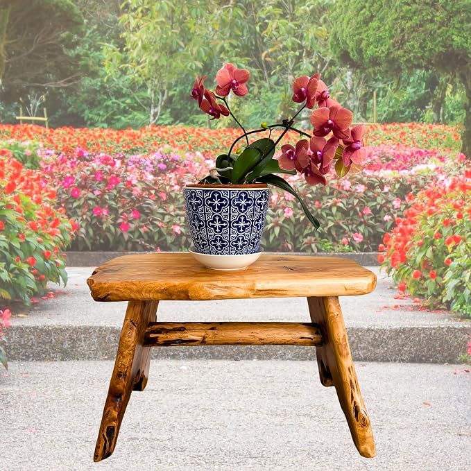 Natural Edge Cedar Wood Tree Stump Indoor/Outdoor Stool, Garden Bench, Night - Image 2