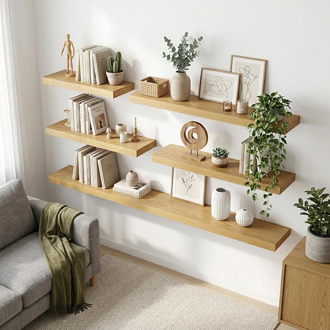 12 inch Deep Floating Shelves for Wall, 72 inch Wide Engineered Wood Wall - Image 3