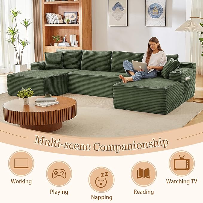 125" Modular Sectional Sleeper Sofa, Boneless Cloud Couch - Image 6