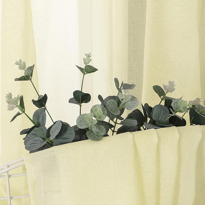 Tollpiz Sheer Tier Curtains Kitchen Linen Textured Half Curtain Sheers Light - Image 6