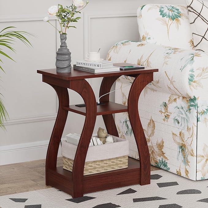 FROMJBEST End Tables Living Room Set of 2, Cherry End Table - Image 5