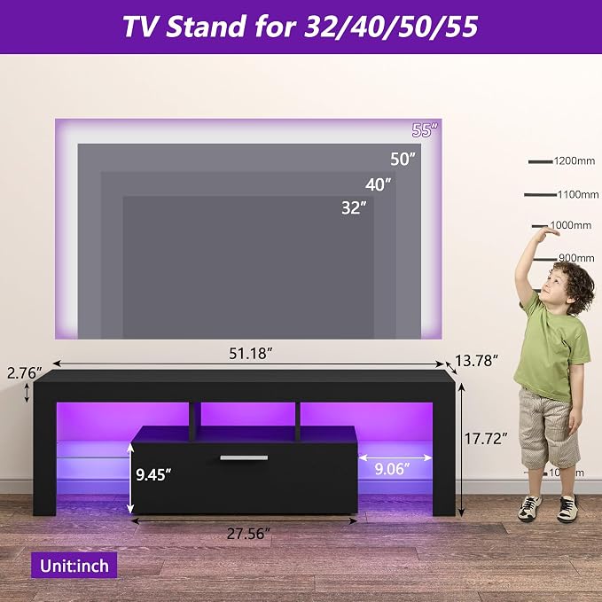 Clikuutory Modern Lighting 51 inch TV Stand - Image 6