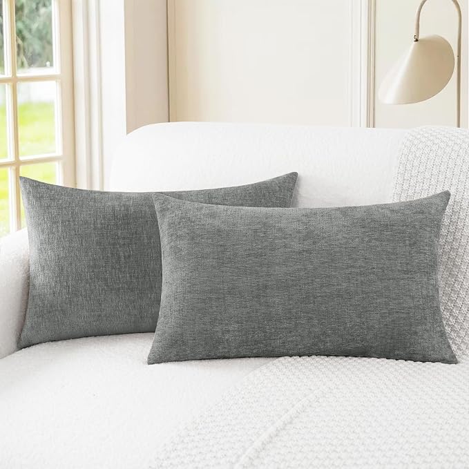 CaliTime Throw Pillow Covers Decorative 16 X 26 Inches Pack of 2 Cozy Chenille by CaliTime