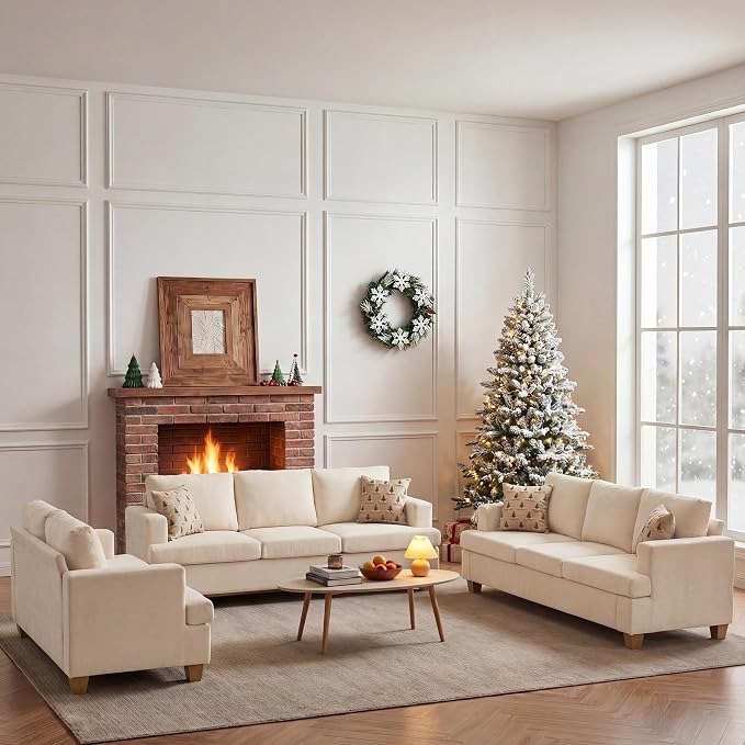 Apicizon 3 Pieces Couch Set Living Room Furniture Sets, Loveseat Sofa & 3 - Image 5