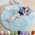 Amdrebio Light Blue Round Area Rug 4Ft by Amdrebio