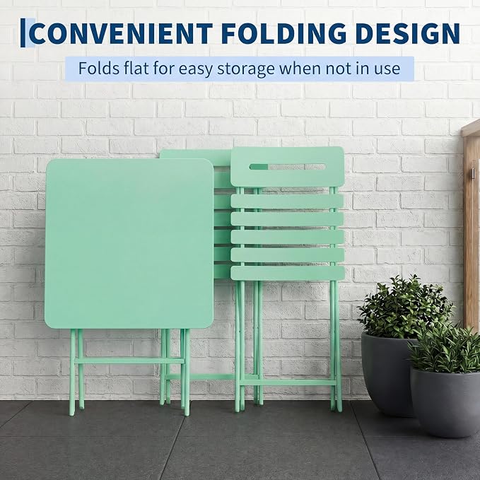 GarveeTech 3-Piece Folding Bistro Set, Heavy Duty Outdoor Patio Furniture - Image 7