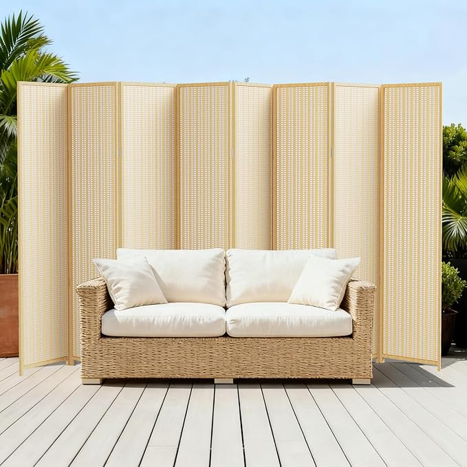 8 Panel Room Divider and Extra Wide Folding Privacy Screen, Bamboo Room Divider - Image 10