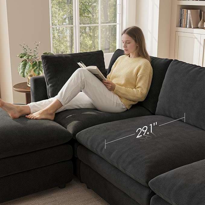 97" Cloud Couches for Living Room, 29.1" Deep Seat Modular Sectional Sofa - Image 4