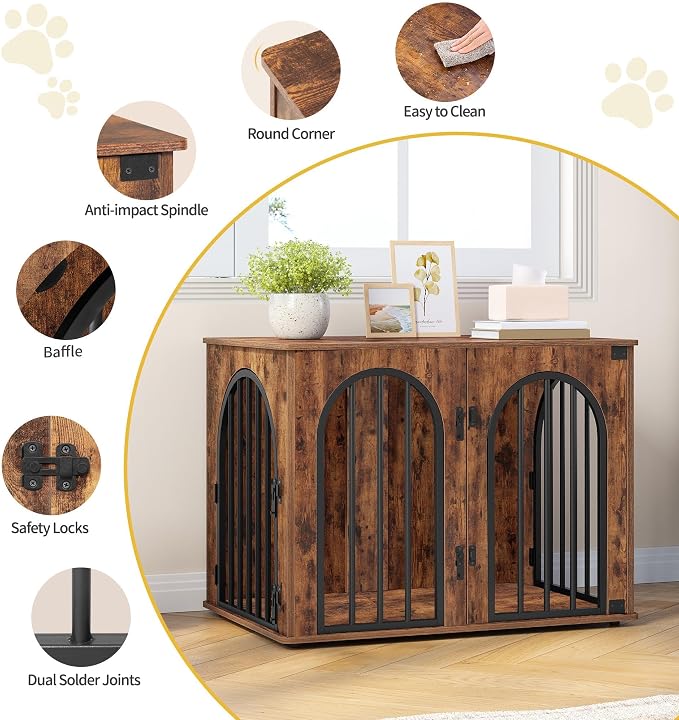 Hzuaneri 31.5'' Wooden Dog Crate Furniture, Indoor Dog Kennel Dogs Cage - Image 7