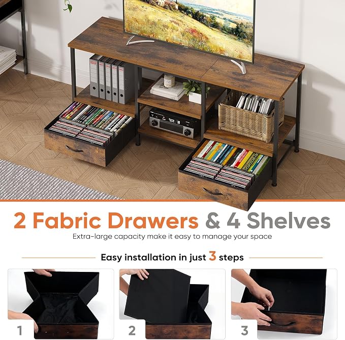 DUMOS 47 Inch TV Stand for 55-65 Inch TVs, Entertainment Center - Image 5