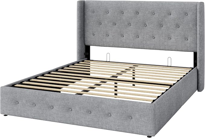 Allewie Queen Size Lift Up Storage Bed, Button Tufted Headboard - Image 9