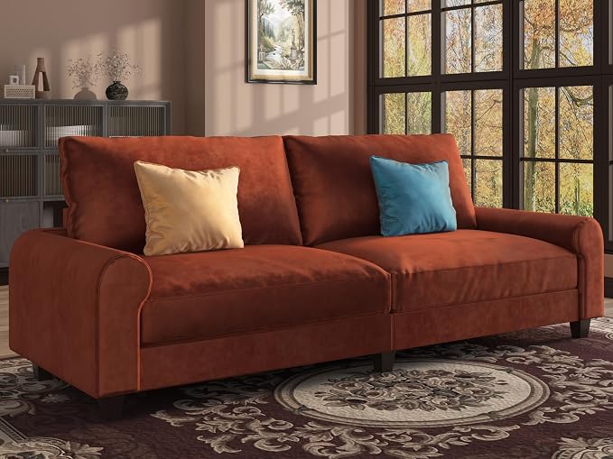 EASE MOOSE 70.6" Velvet Loveseat Sofa, Soft Deep Seat Couches - Image 3