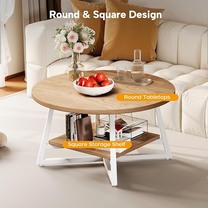 Coffee Table for Living Room, Round Coffee Table, Small Circle Coffee Table - Image 5