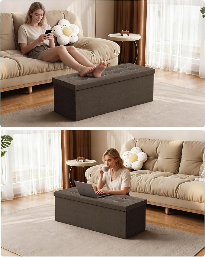 GLAXYFUR 43 Inches Folding Storage Ottoman Bench, Storage Chest, Footrest - Image 4