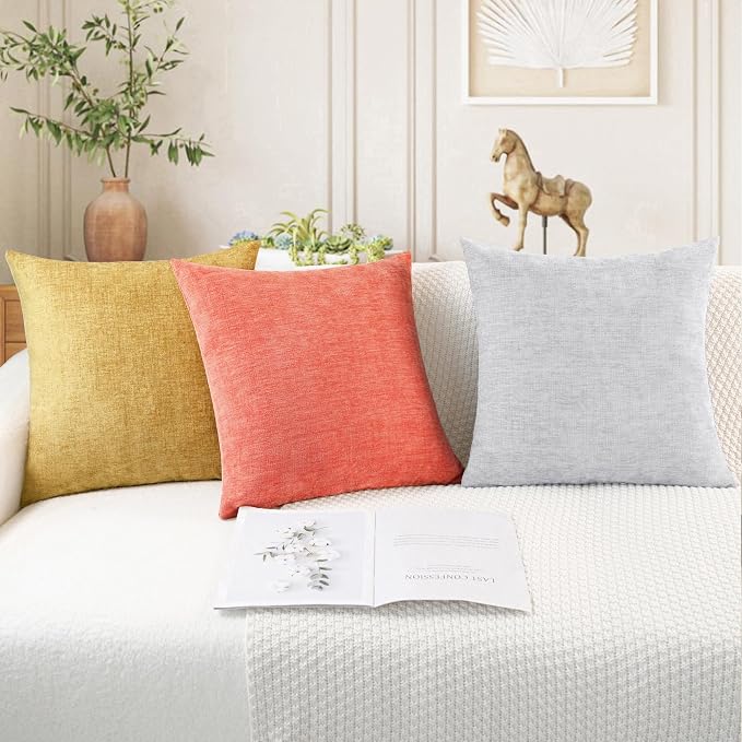 CaliTime Throw Pillow Covers Decorative 20 X 20 Inches Pack of 2 Cozy Chenille - Image 5