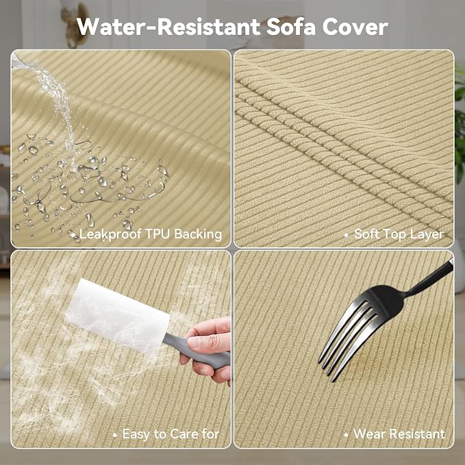 Waterproof Loveseat Cover 3-Piece Set Striped Slipcover - Image 3