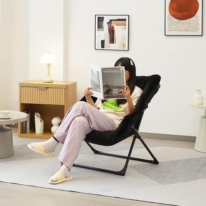 Comfy Saucer Chair for Adults, Soft Faux Fur Bedroom Chair, Accent Dorm Chairs - Image 2