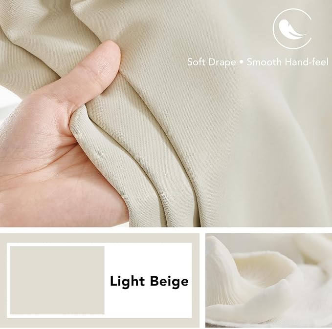 Deconovo Blackout Curtains, Thermal Insulated, W42 x L84 2 Panels, Back Tab - Image 7