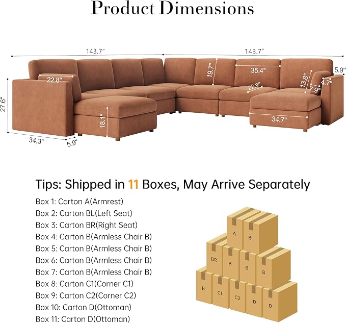 Oversized Modular Sectional Sofa, Solid Wood Frame Sofa, Removable Washable - Image 2